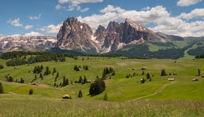 Berge mit Wiese im Vordergrund in Südtirol